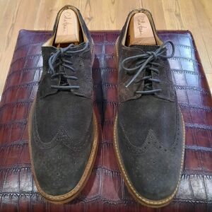 Ben Sherman Brown Suede Wingtip Oxfords Dress Brogue Shoes Academia Dandy Sz 11